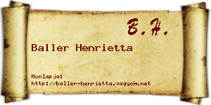 Baller Henrietta névjegykártya